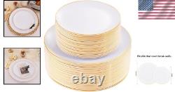 100 Count Gold Rimmed Disposable Plates Stylish Dining for Any Occasion