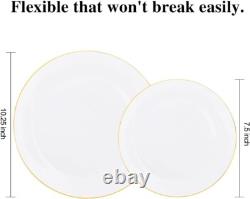 100 Count Gold Rimmed Disposable Plates Stylish Dining for Any Occasion