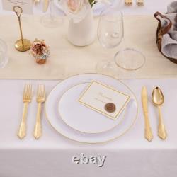 100 Count Gold Rimmed Disposable Plates Stylish Dining for Any Occasion