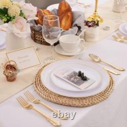 100 Count Gold Rimmed Disposable Plates Stylish Dining for Any Occasion