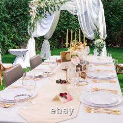 100 Count Gold Rimmed Disposable Plates Stylish Dining for Any Occasion