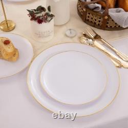 100 Count Gold Rimmed Disposable Plates Stylish Dining for Any Occasion