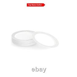 100 Elegant White Plastic Dinner Plates 26cm Silver Lace Rim for All Occasions
