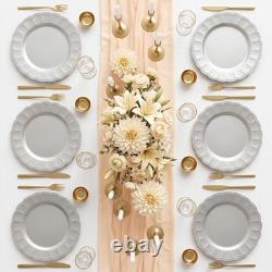 100 PCS 13 Inch Beaded Sunflower Rim Silver Plastic Charger Plates Bulk