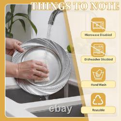 100 PCS 13 Inch Silver Charger Plates Bulk, Embossed Plastic round Chargers for