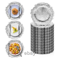 100 PCS Silver Charger Plates 12 Vintage Decorative Table Plate, Ruffled Rim