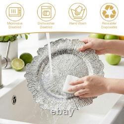 100 PCS Silver Charger Plates 12 Vintage Decorative Table Plate, Ruffled Rim