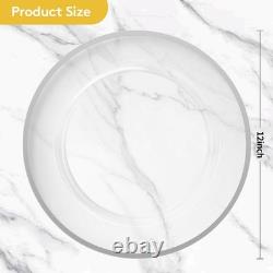 100 Pack 12 Inch Clear Charger Plates with Silver Rim