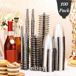 100 Pack Rimmed Disposable Plastic Wine Glasses Bulk 8 Oz Elegant Fancy Wine