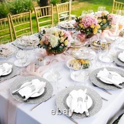100 Pcs Antique Charger Plates Bulk Round Plastic Dinner Plate Embossed Rim S
