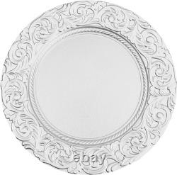 100 Pcs Antique Charger Plates Bulk round Plastic Dinner Plate Embossed Rim Serv