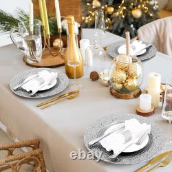 100 Pcs Antique Charger Plates Bulk round Plastic Dinner Plate Embossed Rim Serv