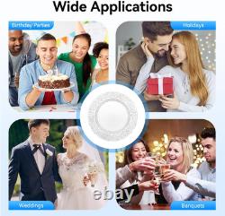 100 Pcs Antique Charger Plates Bulk round Plastic Dinner Plate Embossed Rim Serv