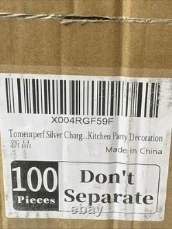 100 Pcs Charger Plate Bulk, 13'' Silver Chargers for Dinner Plates, Round Floral