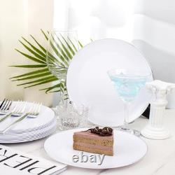 100 Pcs Silver Rim Disposable Dessert Plates & Forks Perfect for Elegant Serving