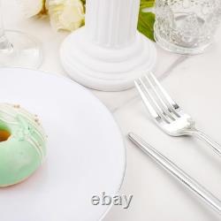 100 Pcs Silver Rim Disposable Dessert Plates & Forks Perfect for Elegant Serving