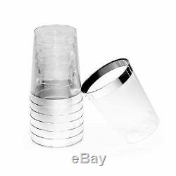 100 Piece Silver Rimmed Disposable Plastic Tumblers Recyclable Durable 10 Oz