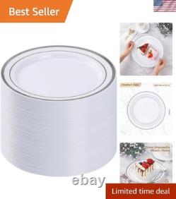 100PCS Silver Plastic Plates, 10.25 Inch Disposable Dinner Plate Party with S