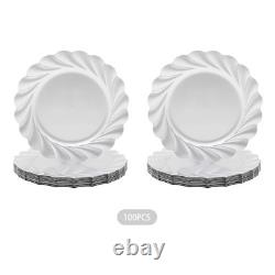 100Pcs 13 Silver Swirl Wave Charger Plates Plastic Table Decor For Wedding