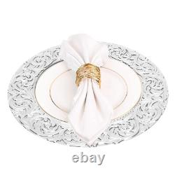 100Pcs Antique Charger Plates Plastic Dinner Plate Embossed Rim Server Plate