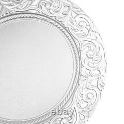 100Pcs Antique Charger Plates Plastic Dinner Plate Embossed Rim Server Plate