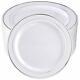 100pieces Plates Silver Plastic Plates-10.25inch Rim Disposable Dinner For &