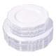 100pcs Silver Plastic Plates High-end Baroque Design Heavy Duty White &si