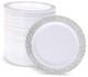 100pcs Silver Plastic Plates10.25 100pcs Plastic Silver Plates With Sliver Rim