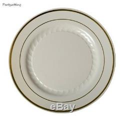 120 9 Dinner Plates China Look White, Bone, Black, Silver Disposable Plastic