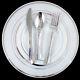 120 People Dinner Wedding Disposable Plastic Plates Party Silverware Silver Rim