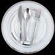 120 People Dinner Wedding Disposable Plastic Plates Silverware Silver Rim Party