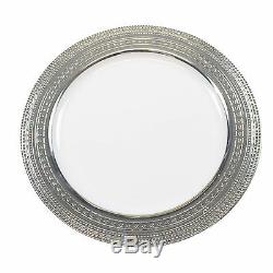120 x 10/26cm White Silver Rim Strong Disposable Plastic Dinner Plates