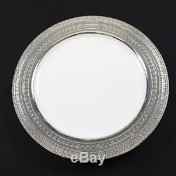 120 x 10/26cm White Silver Rim Strong Disposable Plastic Dinner Plates