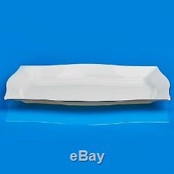120 x Rectangle Disposable Plastic Cream Dinner Plates withSilver Rim-Very Durable