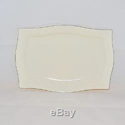 120 x Rectangle Disposable Plastic Cream Side Plates withSilver Rim-Very Durable