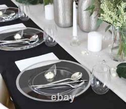 13 inch Round Clear Plastic Charger Plates with Silver Rim 36pcs