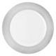 13 Inch Round White Plastic Charger Plates With Rope Textured Silver Rim 40pcs