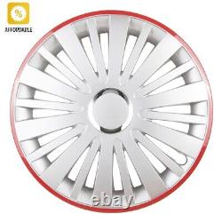 14 4x Hubcap Tire & Steel Wheels FALCON Silver With Red Rim Cars Accessories