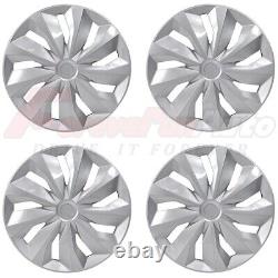 14 Set of 4 Hub Caps Wheel Covers Silver Snap On fit R14 Tire & Steel Full Rim