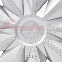 14 Set of 4 Hub Caps Wheel Covers Silver Snap On fit R14 Tire & Steel Full Rim
