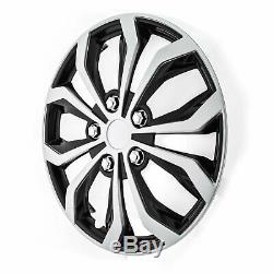 15 Silver Set of 4 Wheel Covers Snap On full Hub Caps fit R15 Tire & Steel Rim