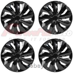 15 Wheel Covers fit R15 Tire & Steel Full Rim Snap On Hub Caps Set of 4 Black