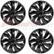 15 Wheel Covers Fit R15 Tire & Steel Full Rim Snap On Hub Caps Set Of 4 Black