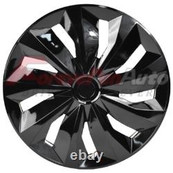 15 Wheel Covers fit R15 Tire & Steel Full Rim Snap On Hub Caps Set of 4 Black