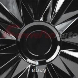 15 Wheel Covers fit R15 Tire & Steel Full Rim Snap On Hub Caps Set of 4 Black