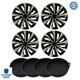 16 Inch Hubcap Wheel Cover Set 4 Abs Snap On Glossy Silver Black For Steel Rim