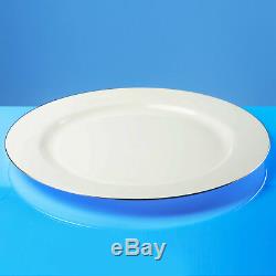 160 Heavy Duty Disposable White Plastic Side Plates With Silver Rim, 7/19cm