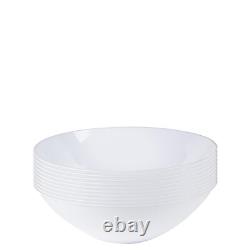 16oz Plastic White Soup Bowls Silver Rim Disposable Organic Collection 110pcs