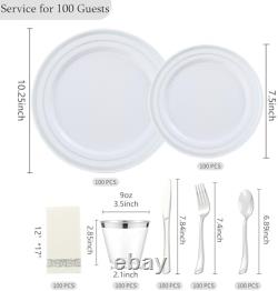 175PCS Rose Gold Dinnerware Set for 25 Guests, Rose Gold Rim Plastic