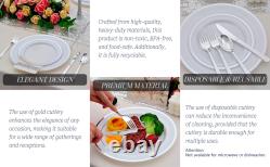 175PCS Rose Gold Dinnerware Set for 25 Guests, Rose Gold Rim Plastic